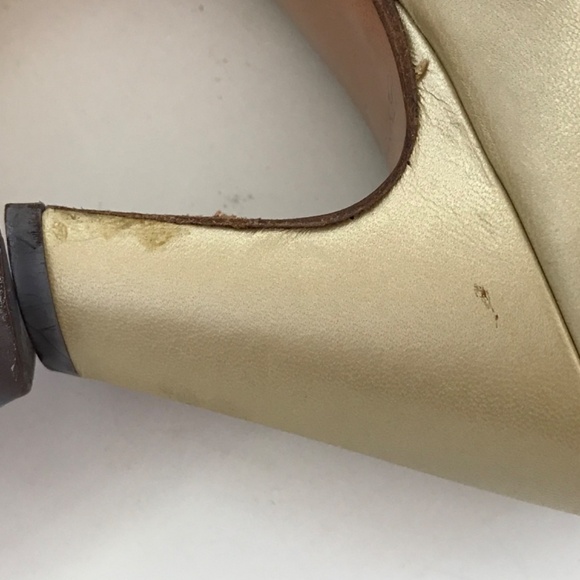 PHYLLIS POLAND Vintage Leather Heels Gold Pumps Gigi Women’s Size 8.5 - Picture 11 of 16